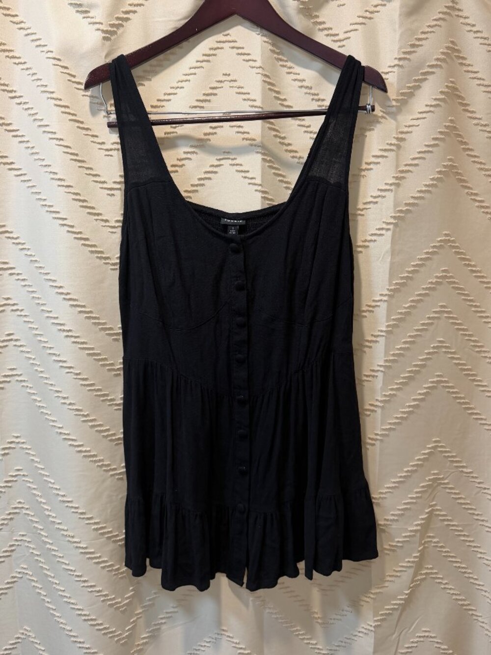 Torrid Black Swim Cover Up Size 1 Sleeveless Button Front Beach Summer